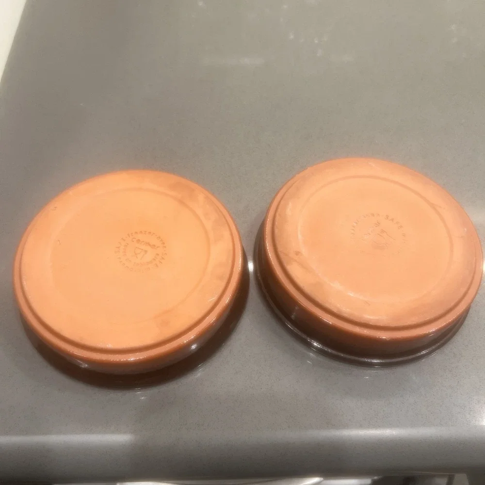 Set Of 2 CERMER Ramekins Terracotta Pottery Baking Dessert Dish Creme Brûlée